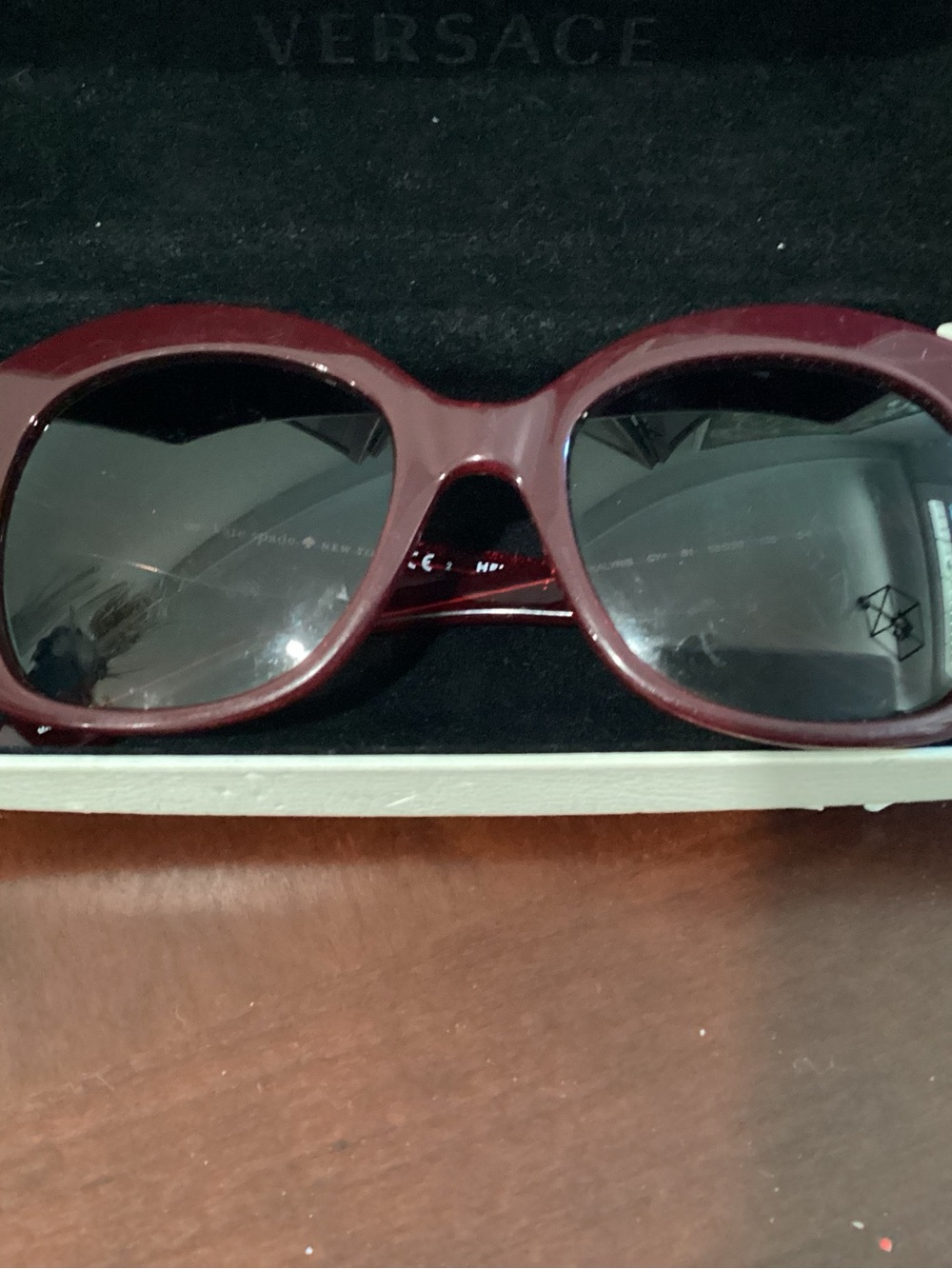 kate spade Women's Burgundy Rounded Frame Sunglasses
